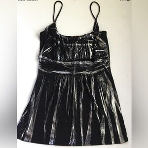 VTG 90s Y2K Tunic Top Voila Silver Metallic